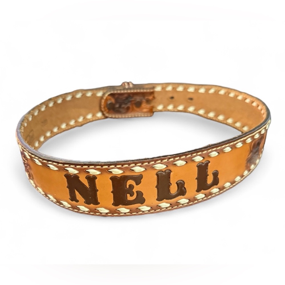 Vintage Dun Dee Size 30 Full Grain Cowhide Tooled Brown Leather Belt “Nell”